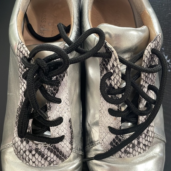 Yun yun Sun by Miss wifi silver platform sneakers size 38 leather metallic lace - Picture 13 of 13